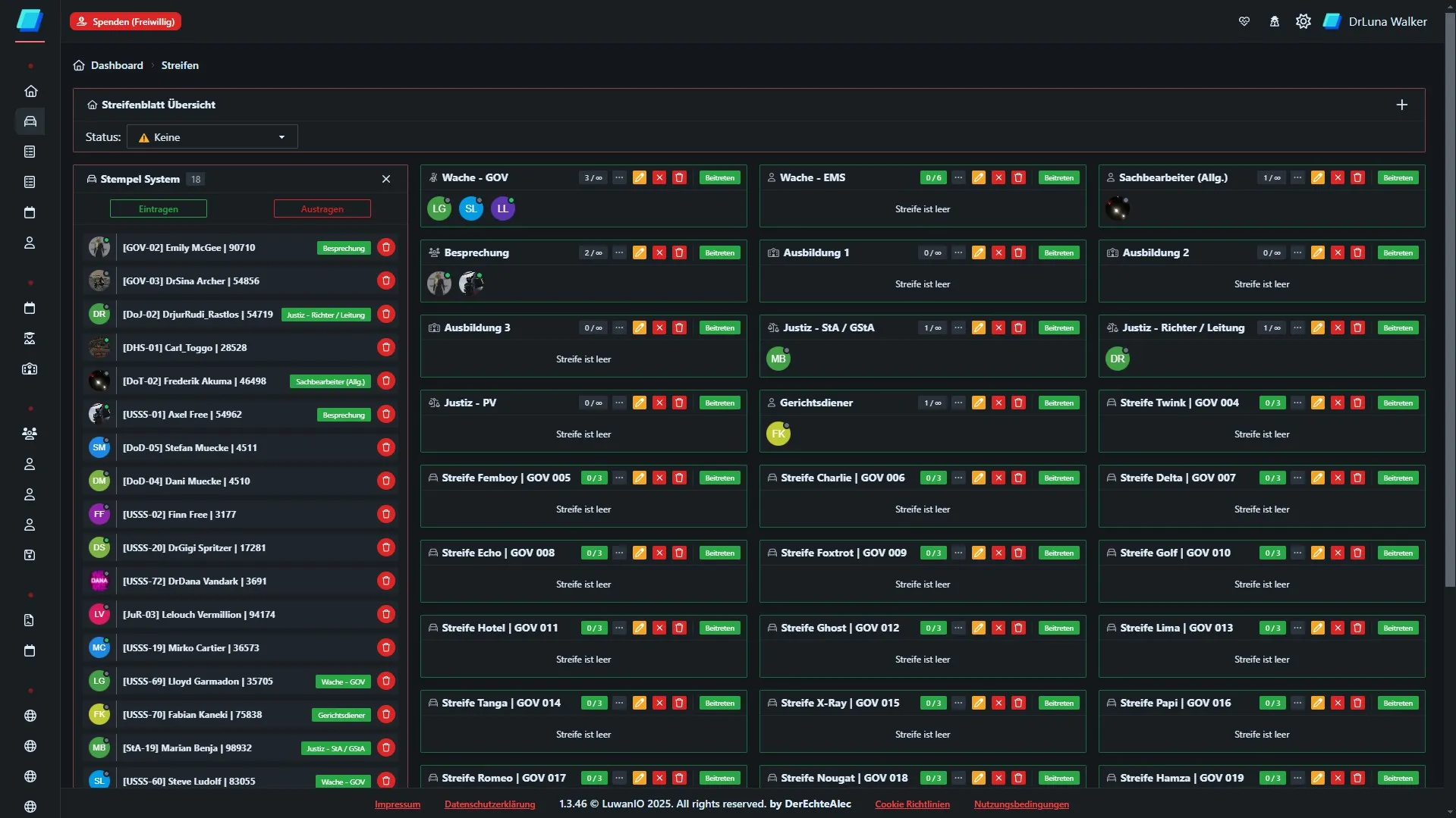 DienstblattNET Dashboard Vorschau - Helles Theme