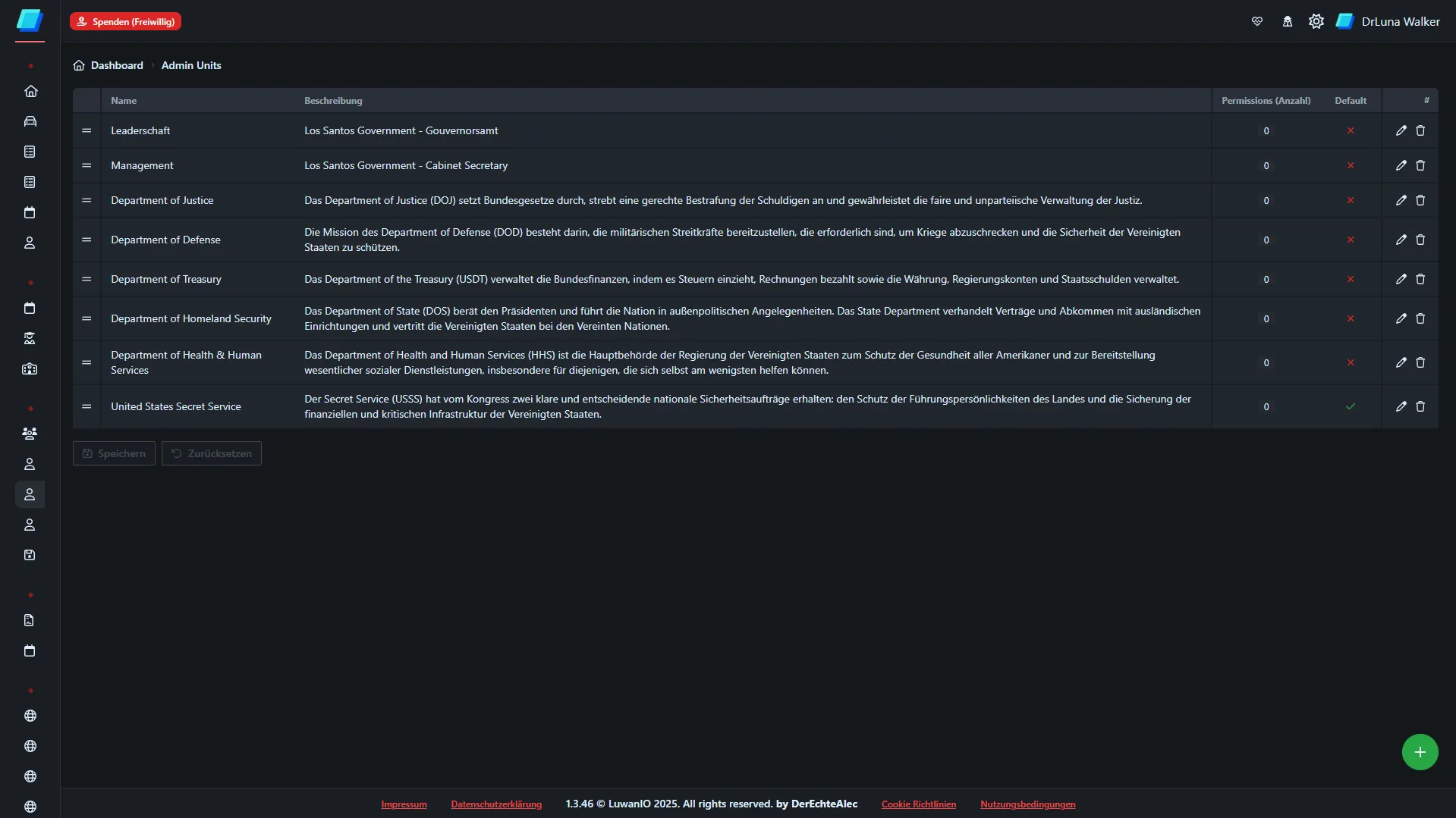DienstblattNET Abteilungen und Berechtigungen