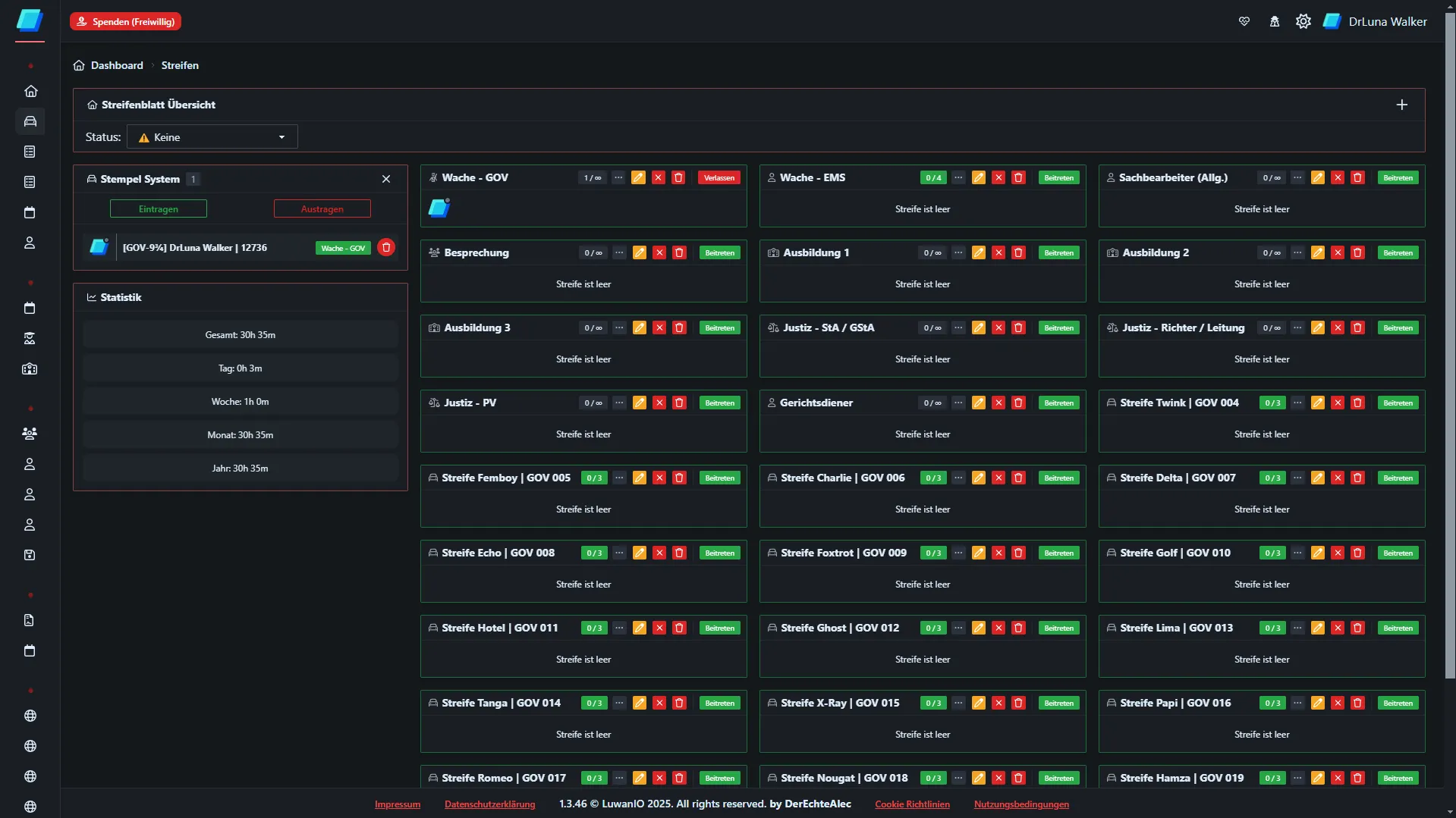 DienstblattNET Leitstelle und Stempel-System