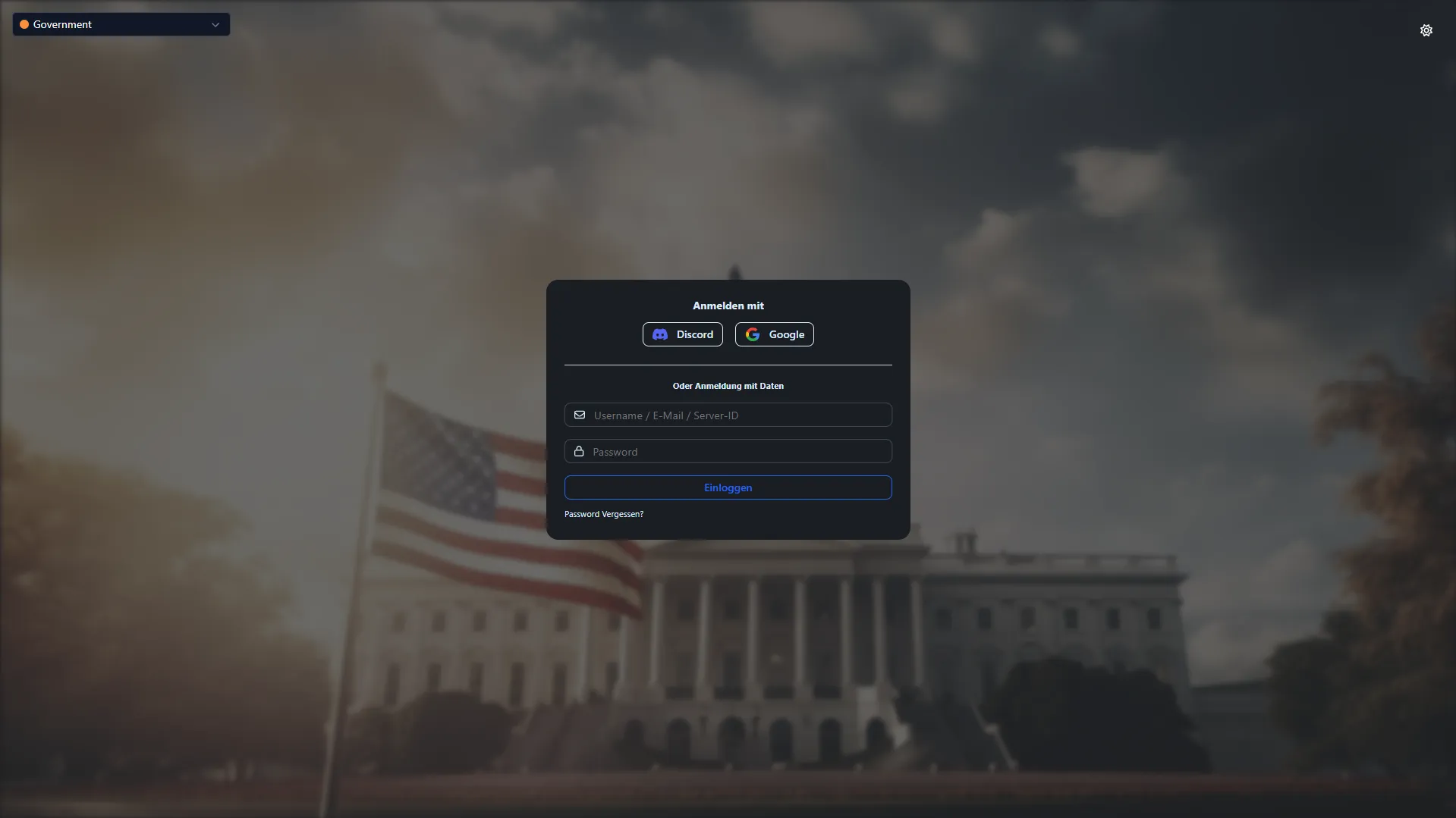 DienstblattNET Login-Bildschirm mit Server-Auswahl
