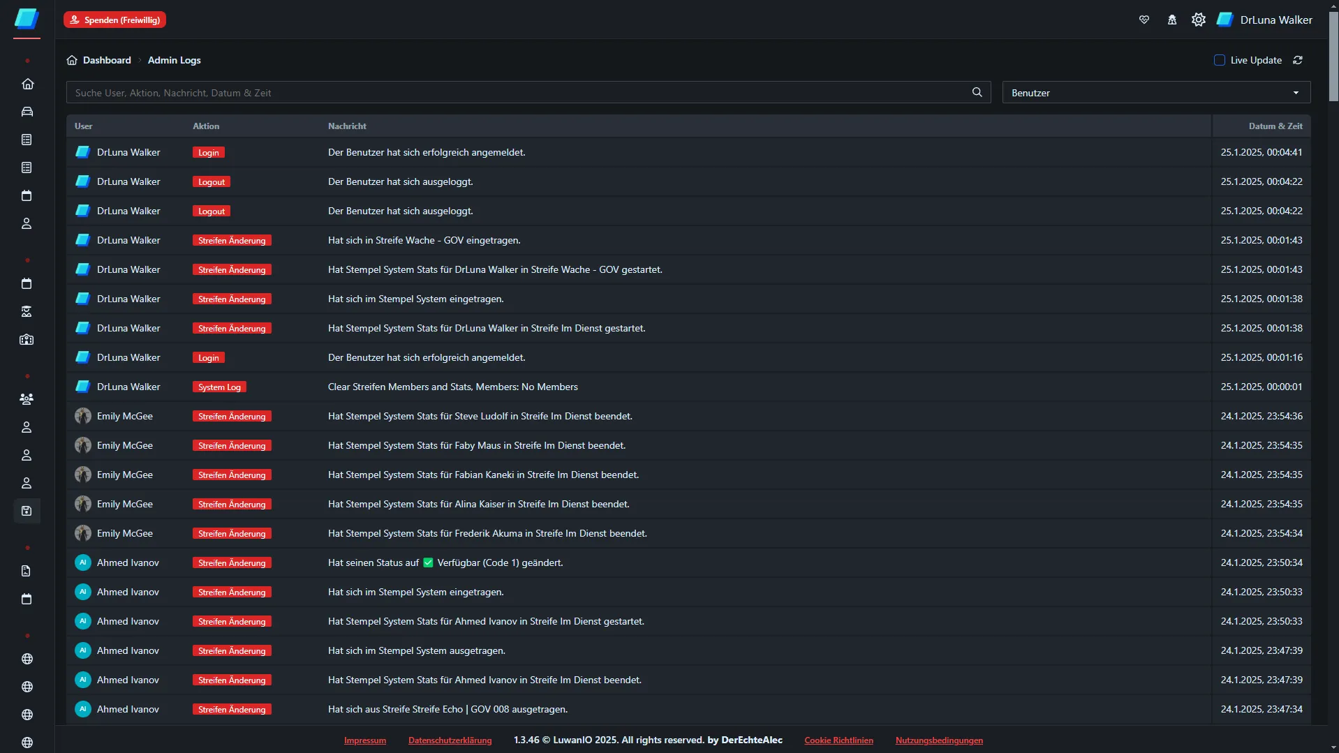 DienstblattNET Protokolle und Audit-Logs